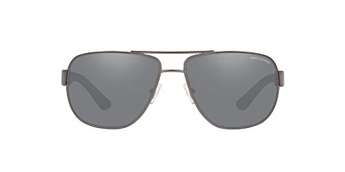 A|X ARMANI EXCHANGE Men's AX2012S Rectangular Sunglasses, Matte Gunmetal/Light Grey Mirrored/Black, 62 mm