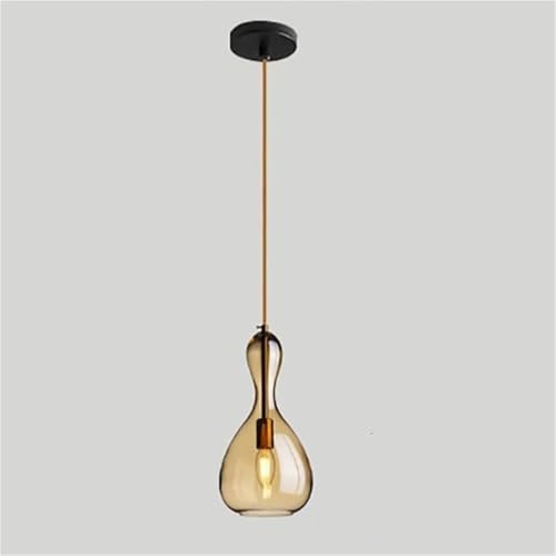 Pendant light en verre ambre moderne lustre E12 E14 pour salon