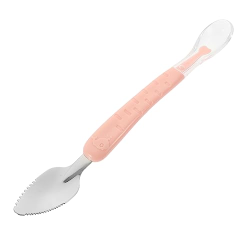 KOMBIUDA Spoon Double Headed Puree Scraping Spoon with Storage Box Soft Design for Easy Feeding and Travel for Food Preparation