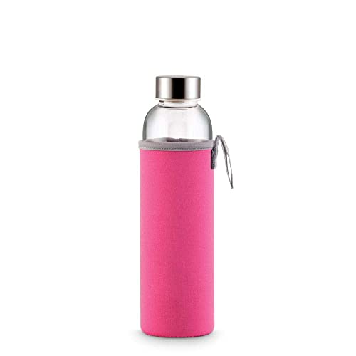 Image of Glass Water Bottle with Pouch glass bottle cover Kids for Girls and Boys Fridge water leak-proof air tight cap, Transparent (2)