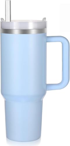 Image of Decorcrafts 1.2 Litre Tumbler with Handle Straw & Lid | Insulated Reusable Stainless Steel Water Bottle | Leak Proof Mug for Office, Gym, Travelling (Blue)
