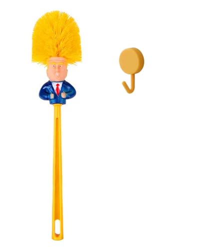 Toilet Brush with Hook, Funny Gag Gift Toilet Bowl Brush for Bathroom Cleaning, Political Satire Products, Yellow