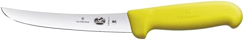 Victorinox Fibrox Ausbeinmesser, Swiss Made, 15cm Gebogene Klinge, Rutschfest, rostfrei, Edelstahl, gelb