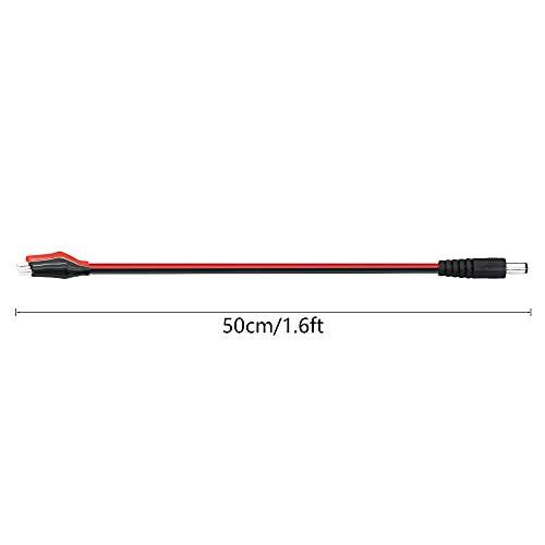 YACSEJAO DC-Stecker auf Krokodilklemmen-Stromkabel 50CM / 19,7 Zoll 2,1 mm x 5,5 mm 12 V DC-Buchse auf Krokodilklemmen-Stromkabel (2 Stück)