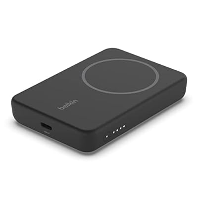 Belkin batería externa magnética de 5000 mAh  cargador portátil compatible con MagSafe  pass-through  power bank con salida de 7 5 W y entrada de 10 W  soporte extraíble  iPhone serie 16  15  14  13