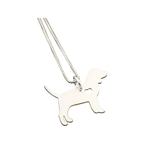 Beagle Necklace Sterling Silver Dog Breeds Pendant W/Heart - Love Pet Jewelry Italian Chain Women Best Cute Gift, Memorial Gift #TOP24