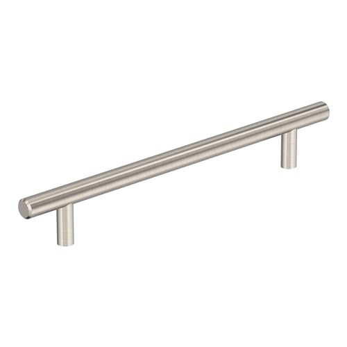 Image of Amerock 7 inch Bar Pulls Sterling Nickel Drawer Pull | 7 inch (178mm) Center-to-Center Mounting Distance and 9-3 /8 inches Overall Length, Durable Carbon Steel Cabinet Hardware