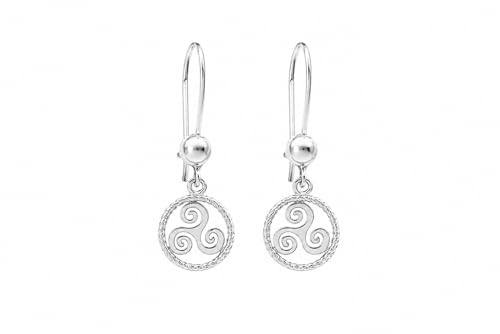 Boucles d'oreilles Triskelion argent 925 : bijou celtique artisanal rond à crochet