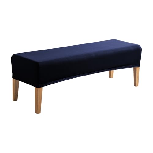 Image of HOKIPO 'SereneSolids' 140 GSM Dining Bench Cover Stretchable Slipcover, Navy Blue (AR-6245-NBL)
