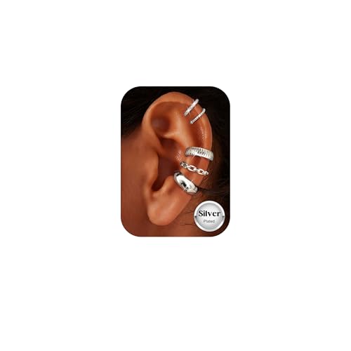 Kakonia 5 Pairs Ear Cuff Femme Faux Piercing Oreille Or Argent Earcuff Hypoallergénique Boucle Oreille Sans Trou Faux Helix Cartilage Clips Oreilles Non...