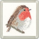 New Heritage Crafts 14 count aida Little Friends Coaster Kit Robin Bird cute animals Counted Cross Stitch Kit