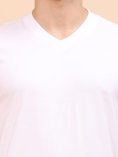 Image of Men's Cotton V-Neck T-Shirt-Soft, Breathable, Plain Solid Casual Tee for Everyday Wear & Layering