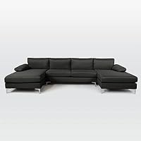 Casa Andrea Milano Modern Large Linen Fabric U-Shape Sectional Sofa