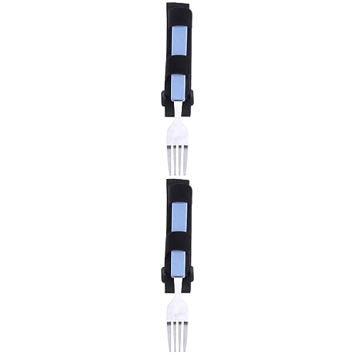 Mobestech 2pcs Adjustable Strap Swivel Fork for Disabled Elderly Handicapped Nursing Home Hospital Use