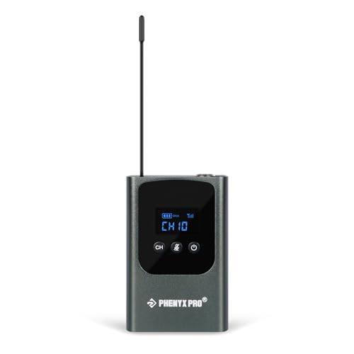 Phenyx Pro Portable Bodypack Transmitter, 900 MHz UHF Bodypack with 3-Pin XLR and 15 Selectable...