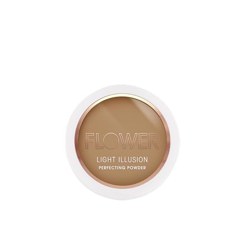 Image of FLOWER Beauty By Drew Barrymore Light Illusion Perfecting Powder - Powder Foundation + Setting Powder for Makeup - Medium Buildable Coverage - Natural Glow + Flawless Finish - (Mocha)
