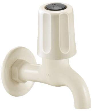 PEARL Plastic PVC Bib Cock Tap with Flange, Standard Size, White