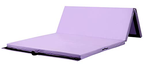 KaRaDaStyle 体操 マット 大型 折りたたみ ストレッチマット エクササイズ 子供 プレイマット 鉄棒 跳び箱 リングフィット 運動 筋トレ ヨガマット スポーツマット 厚手 防音 室内 家庭用 連結 180×120×5cm (パープル)