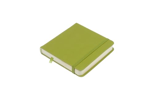 Image of Kangaro Art Sketchbook 12 x 12 cm Lime Green PU Hard Cover 80 Sheets 140 g Cream Paper with Elastic Band and Ribbon