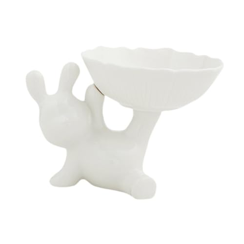 Statue de lapin avec plateau en céramique argent coupelle de rangement - 2
