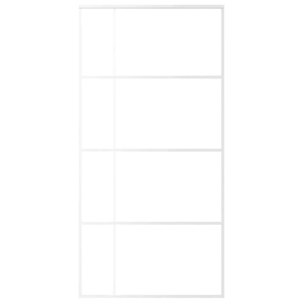 Drzwi przesuwne, matowe szkło ESG i aluminium, 102,5 x 205 cm, białe, materiały budowlane, drzwi, drzwi domowe