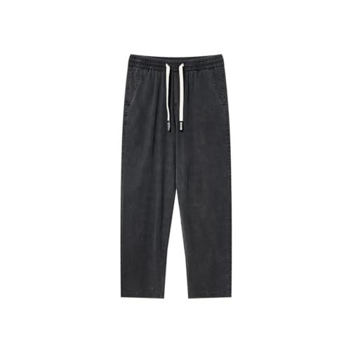 Denim Pants, Elastic Waist, Tapered Casual Pants