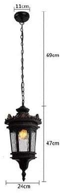 RLKHXBS Indoor Chandelier, Outdoor Pendant Light Glass Lantern Traditional Victoria Retro Hanging Suspension Lamp E- Height Adjustable Droplight Pavilion Garden Porch Lighting – Image 3