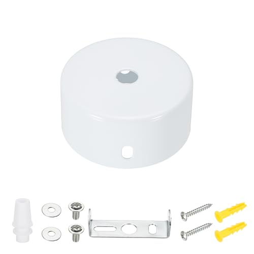 VIAPUICE Metal Round Solid Lamp Stand 2.4" x 1.2"- 1 Pcs Metal Circular Lamp Base Iron Round Light Base for Home Decor DIY Bedroom Living Room, Version A Edge-Mount, White