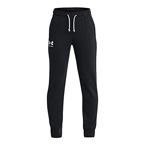Jogger Under Armour Rival Terry garçon noir et blanc taille YXS