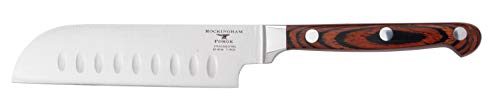 Rockingham Forge Essentials 8000 Series 5” Santoku Knife with Classic Riveted Pakkawood Handles and Full Tang Construction, Stainless Steel Blades