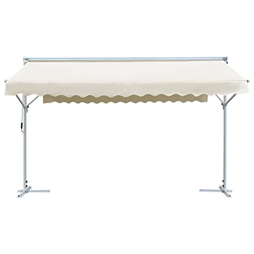 Auvent autoportant 4 x 3 m double auvent polyester crème jardin - 3