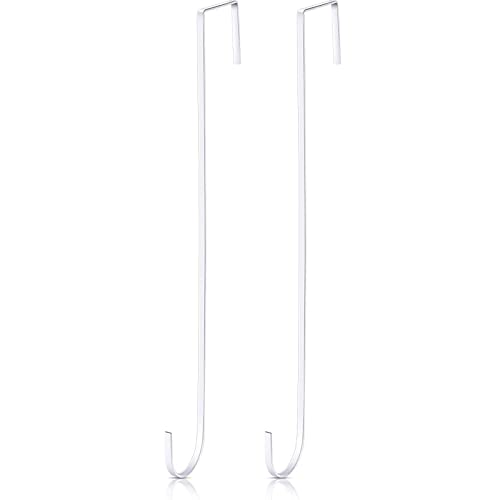 Hotop 15 Inch Wreath Hangers for Front Door Wreath Doors Hangers Steel Material Clothes Towel Hooks Holder Over The Door Hanger Hooks for Christmas Halloween Front Decorations(White,2 Pieces)