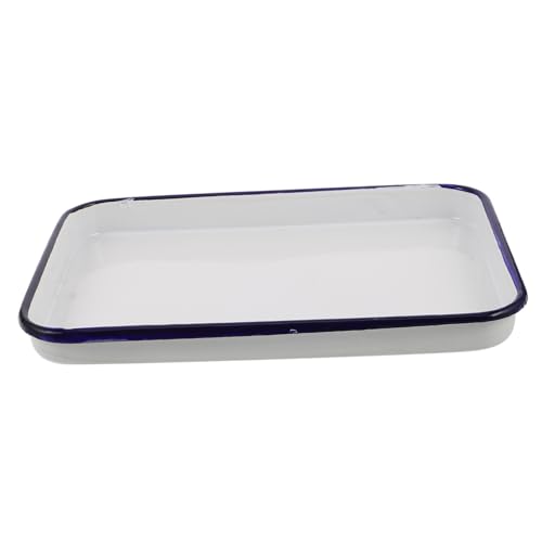 Kichvoe Rectangular Enamel Porcelain Sheet Pan Small Roasting Tray Nonstick Glazed Baking Cookware for Oven and Toaster Kitchen Use