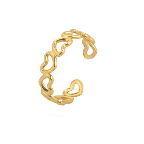 Gu Feng Anillo abierto de corazón Anillo de acero inoxidable para mujeres Anillos de dedo Joyería de amor de moda Regalo de anillo de boda estético