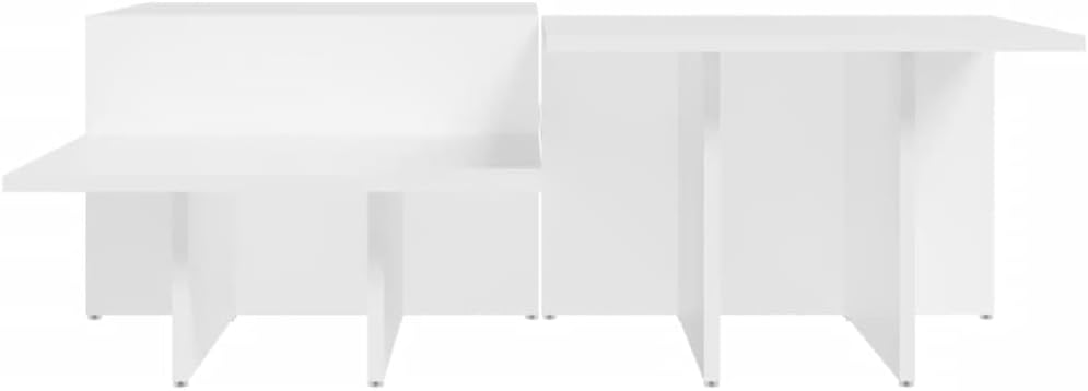 vidaXL White Coffee Tables Set of 2, Engineered Wood - Stylish Multipurpose Tables for Living Room, Lounge, Office or Bedroom, 3216149