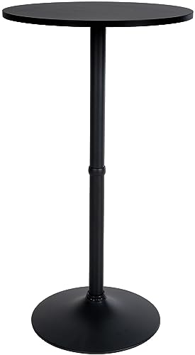 CLP Table De Bar Ronde en Bois avec Pied en Aluminium - Mange Debout Ø 60 cm et Hauteur 110 cm, Couleur: Noir/Noir