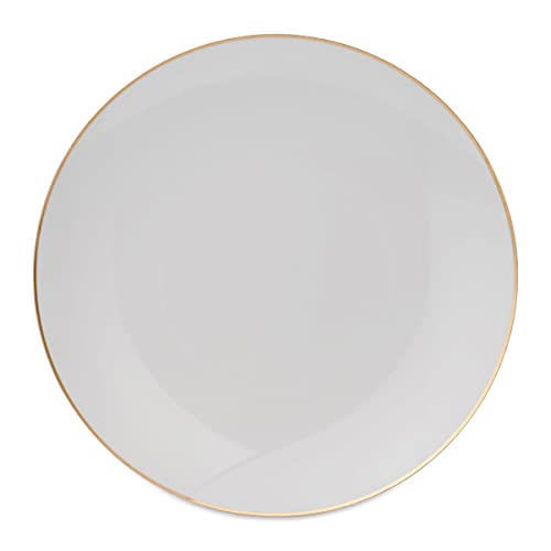 Disposable Plastic White Plates Combo | 50 7.5 In. Gold Rim Appetizer/Dessert Plastic Plates And 50 10 In. Gold Rim Plastic Dinner Plates | Heavy Duty Plates For Wedding, Parties Or Catering #TOP7