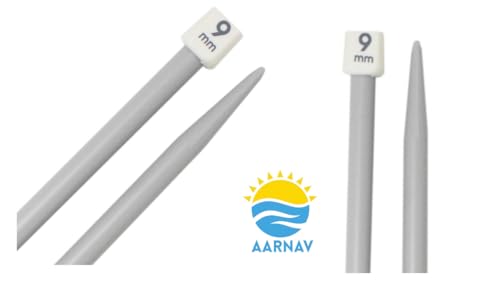 AARNAV 2 x 30cm Long Plastic Knitting Needles Single Pointed Needles (2 x 9mm), Off-White - Image 3