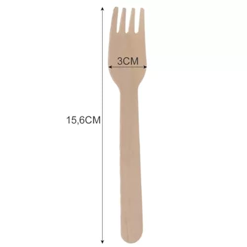 PARENCE.- Set di 100 forchette in legno - Posate in legno usa e getta, forchette Utensili ecologici e biodegradabili per feste, compleanni, campeggio, picnic 100 pezzi - 15,6 cm - immagine 3
