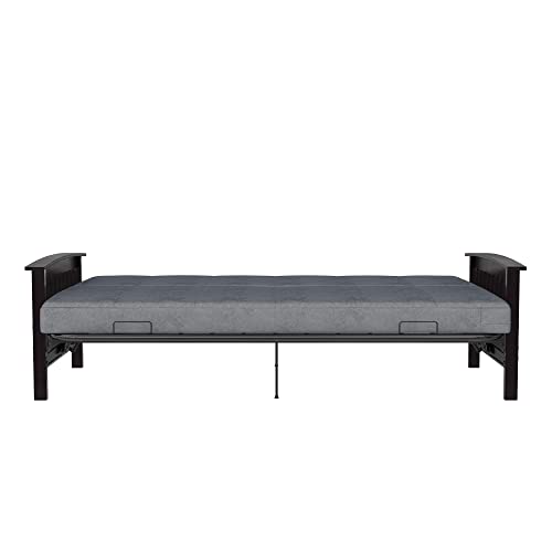 Dhp 2524449 Espresso Wood Arm Metal Futon Frame With 6-Inch Mattress, Gray #TOP5
