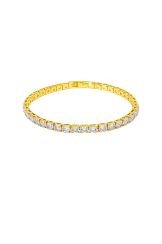 Image of BLACK PEARL Elegant Style Tennis Bracelet with Multicolour Zirconion Stones, Gold and Silver-Toned Bracelet For Women & Girls