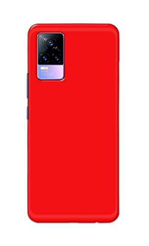Image of Printed Hard Back Cover Case for Vivo Y73 | Vivo V21e 4G Back Cover (Plain Red) -1803