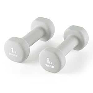 PhysKcal Dumbbells Set of 2 for Home Gym Exercise, Comfy To Hold Soft-touch Grip, Sweat-resistant Neoprene Coating, Pilates Cardio Hand Weights for Toning