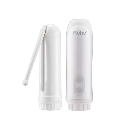 Image of Ruhe Portable Handheld bidet 180 Adjustable | 2 Modes | Travel Friendly 140ML, Electric Bidet Nozzle (White) Battery Operated Bidet Compact Lightweight | Adjustable Speed &Water Spray, 1 Year Warranty