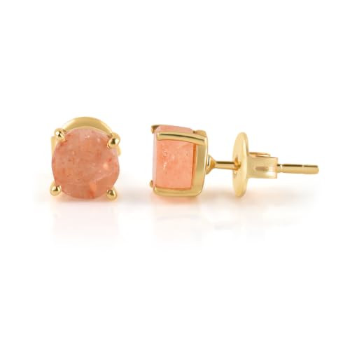 Raw Sunstone Gold Stud Earrings For...