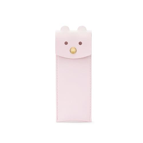 Image of Small Pencil Case Simple Pencil Pouch with Flap Opening Design Cute Pattern Stationary Storage Bag (Pink)