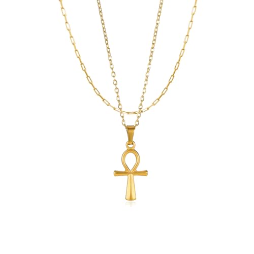 Gold Necklace for Women Dainty 18K Gold Plated Evil Eye Gold Cross Starfish Shell Pendant Cute Cimple Necklaces for Women Trendy4