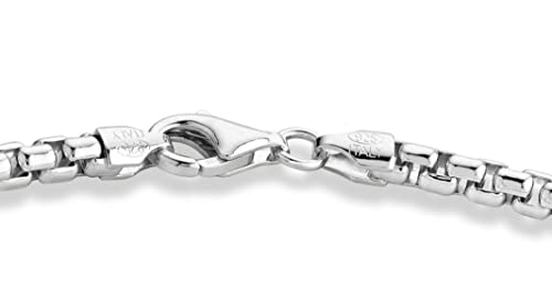 Miabella Solid 925 Sterling Silver Italian 3.5mm Square Link Round Box Chain Necklace for Women Men, Made in Italy2