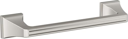Image of Amerock Mulholland 9 inch Brushed Nickel Towel Bar | Decorative bathroom hardware in durable Zinc /Stainless Steel construction; mounting hardware included for easy installation