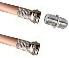 Virgin Media Extension Cable, Coupler Included with F Connectors 1m - 50m Lengths Black, White or Brown, Internal or External Cable (1m, White)